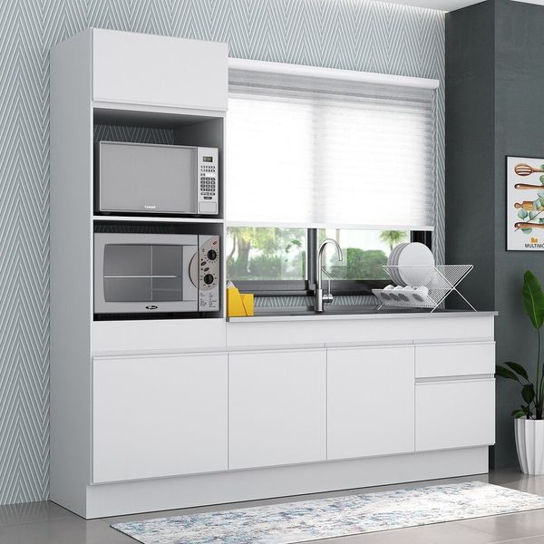 Armário de Cozinha Compacta com Rodapé Veneza Multimóveis MP2113.891 Branco