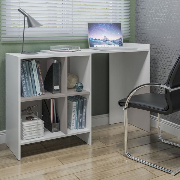Mesa Office multifuncional com divisórias Multimóveis Branco /Lacca Fume