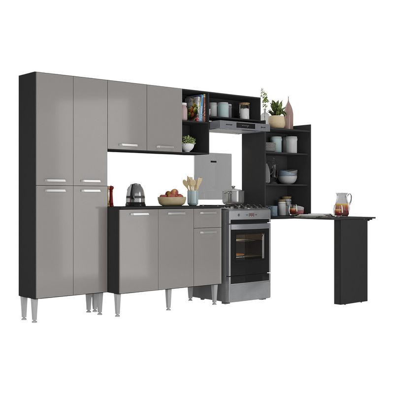 armario-de-cozinha-completa-com-mesa-dobravel-paris-multimoveis-mp2042-preta-lacca-fume-armario-de-cozinha-completa-com-mesa-dobravel-paris-multimoveis-mp2042-preta-lacca-fume