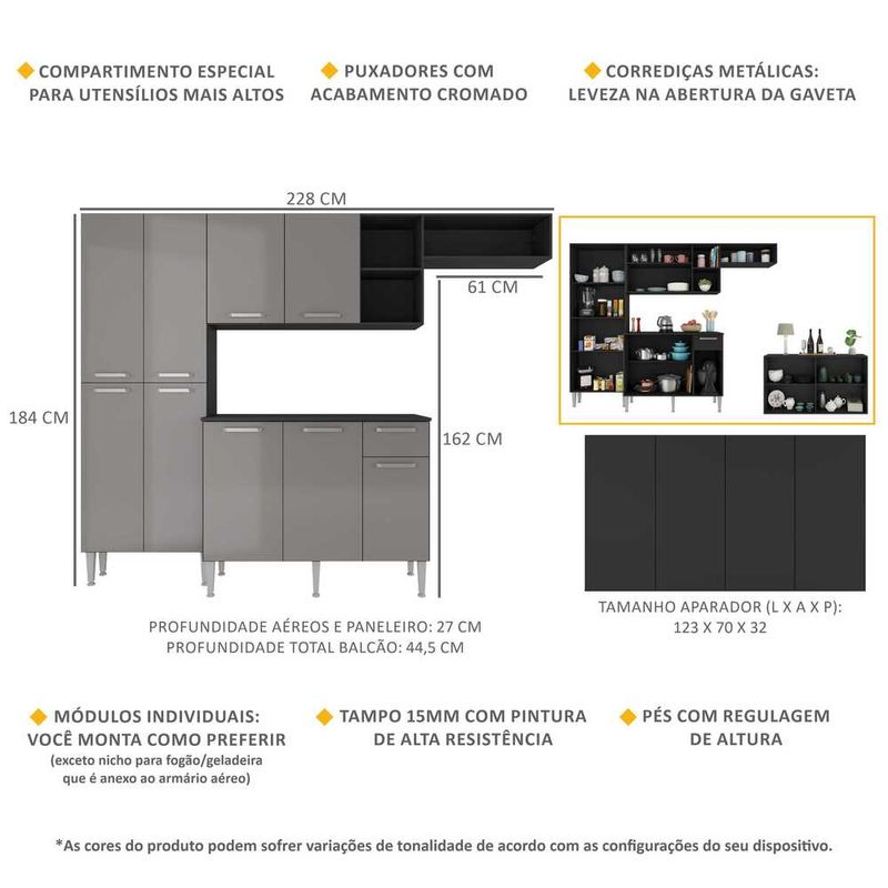 armario-de-cozinha-completa-com-buffet-aparador-paris-multimoveis-mp2043-preta-lacca-fume-armario-de-cozinha-completa-com-buffet-aparador-paris-multimoveis-mp2043-preta-lacca-fume