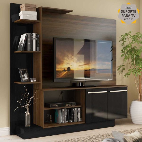 Estante Home Theater com Suporte p/ TV até 55'' Denver Multimóveis Duna/Preto