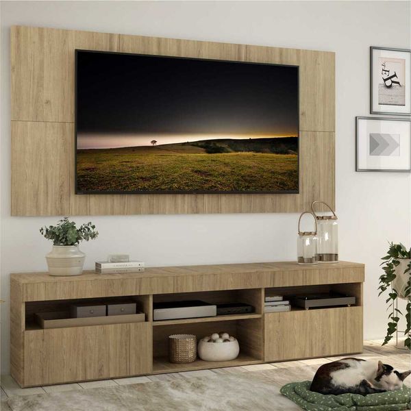 Rack com Painel e Suporte TV 65" com 2 portas Londres Multimóveis Rustic