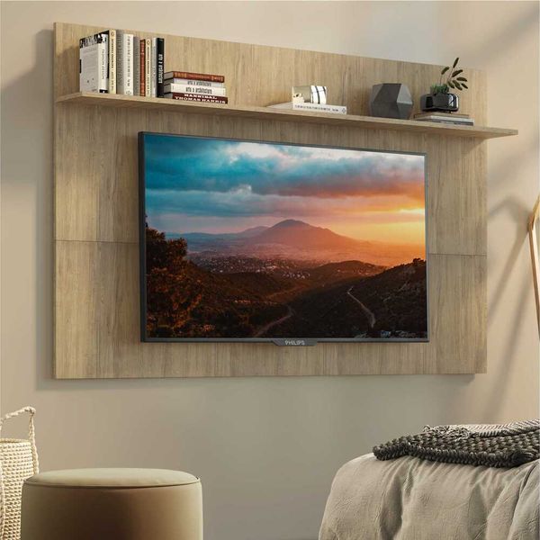 Painel com Suporte para TV até 65" e Prateleira Amsterdã Plus Multimóveis Rustic