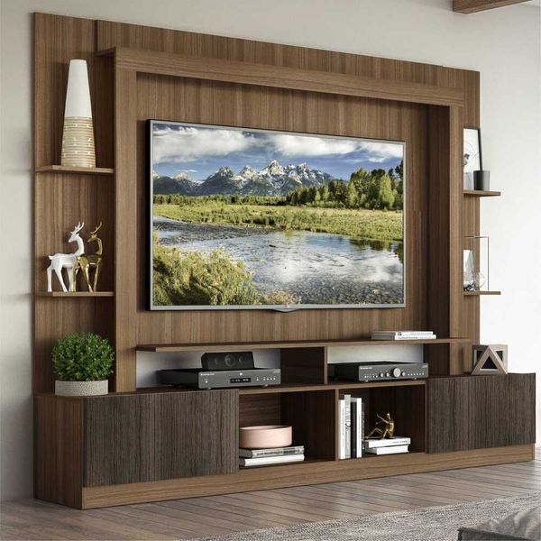 Rack Estante com Painel TV 65" e 2 portas Oslo Multimóveis Madeirado/Tenerife