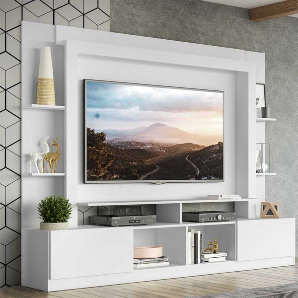 Rack Estante com Painel TV 65" e 2 portas Oslo Multimóveis Branco