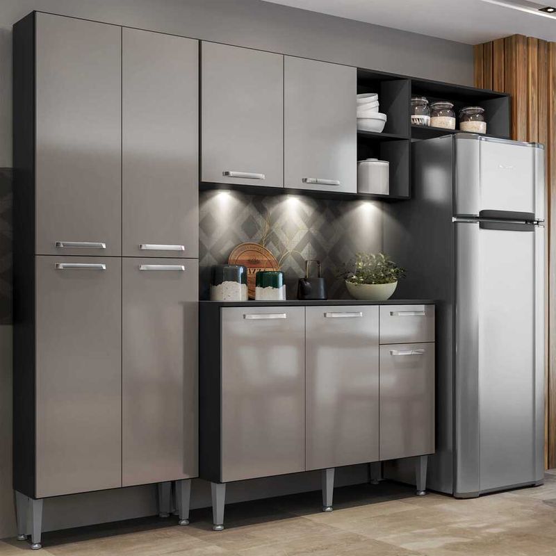 armario-de-cozinha-compacta-com-3-leds-e-balcao-com-tampo-pequim-multimoveis-preta-lacca-fume-armario-de-cozinha-compacta-com-3-leds-e-balcao-com-tampo-pequim-multimoveis-preta-lacca-fume