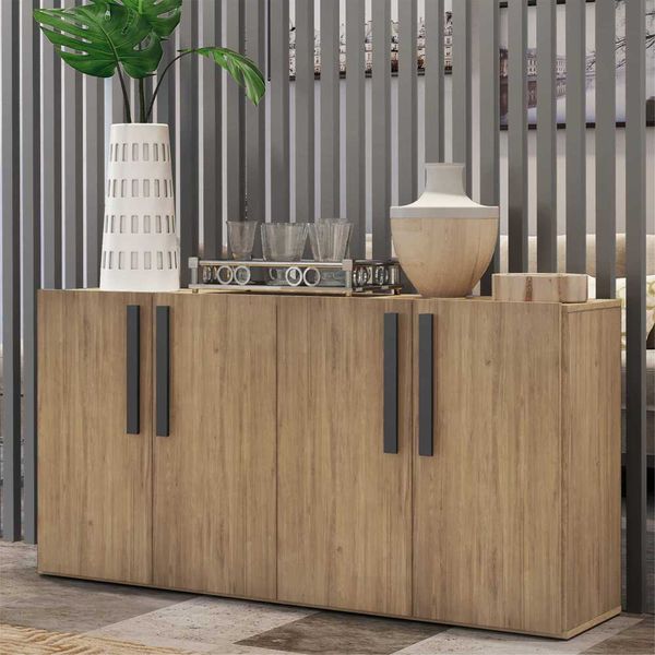 Aparador Buffet 4 portas Viena Multimóveis Rustic/Preto