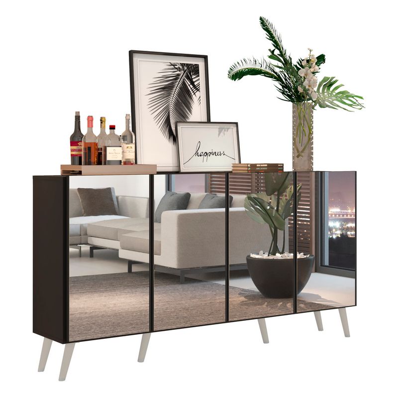 aparador-buffet-4-portas-com-espelho-e-pes-retro-vegas-multimoveis-preto-branco-aparador-buffet-4-portas-com-espelho-e-pes-retro-vegas-multimoveis-preto-branco