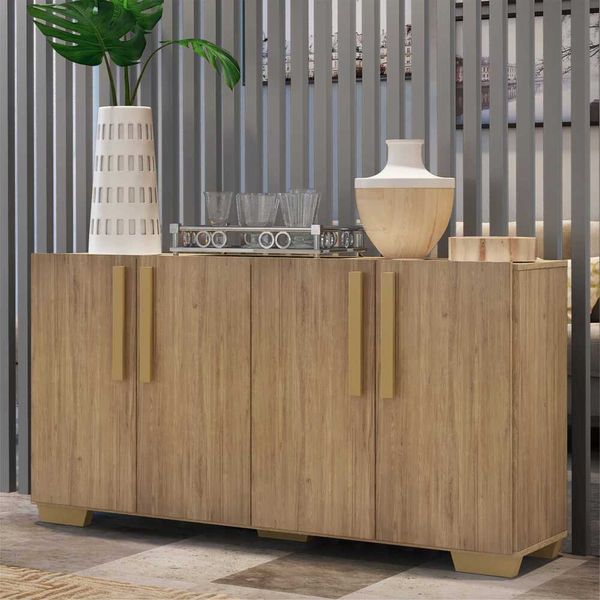 Aparador Buffet 4 Portas com Pés Quadrados Viena Multimóveis Rustic/Natural