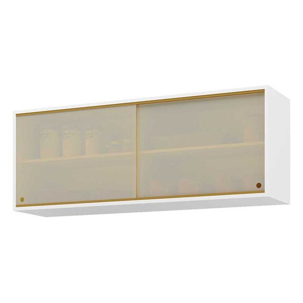 Armário Aéreo Cozinha 120 cm 2 Portas Vidro Veneza Multimóveis Branco