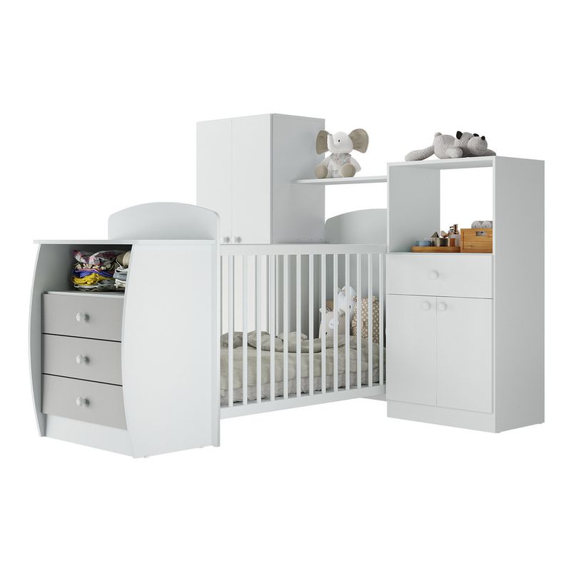 Quarto Infantil Completo com Poltrona de Amamentação Multimóveis MP4068  Branco/Bege