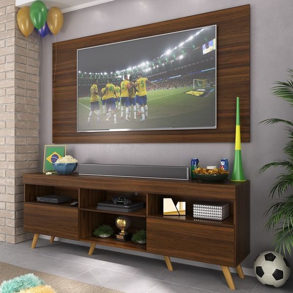 Rack c/ Painel TV 65" Retrô Holanda Multimóveis BR3133 Duna/Natural