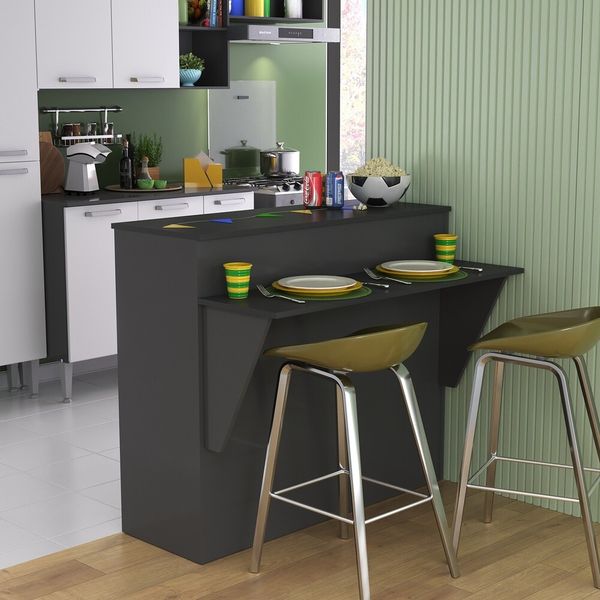 Bancada Balcão/Mesa Cozinha Bélgica Multimóveis BR5484 Preto