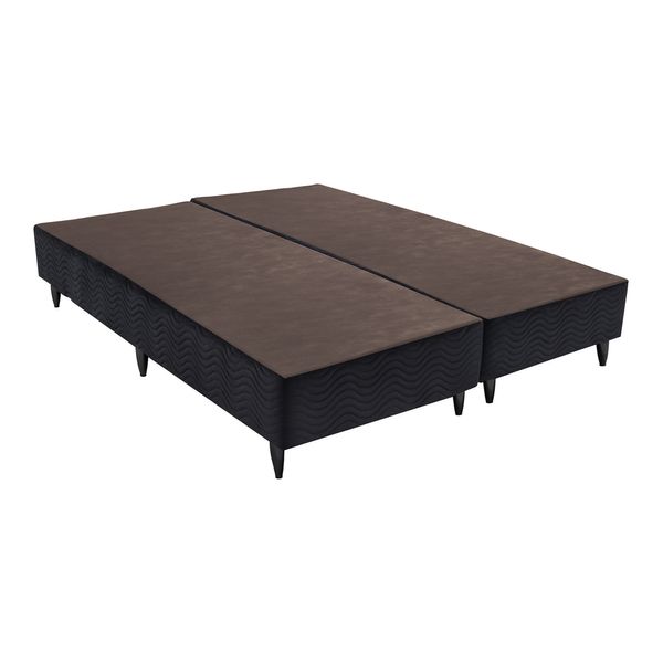 Base Sommier Camurça Preto Queen (158x198x23) - Revestida em Camurça - Ortobom