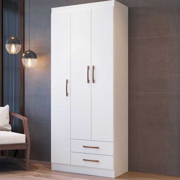 Guarda-Roupa 3 Portas 2 Gavetas Amsterdã Multimóveis CR4153 Branco