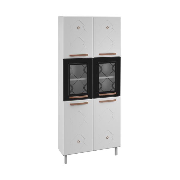 Paneleiro Duplo de Aço 80cm Regina Multimóveis Glass CR6133 Branco/Preto