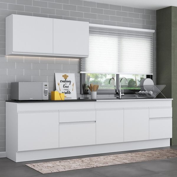 Armário de Cozinha Compacta com Rodapé Veneza Multimóveis MP2111.891 Branco