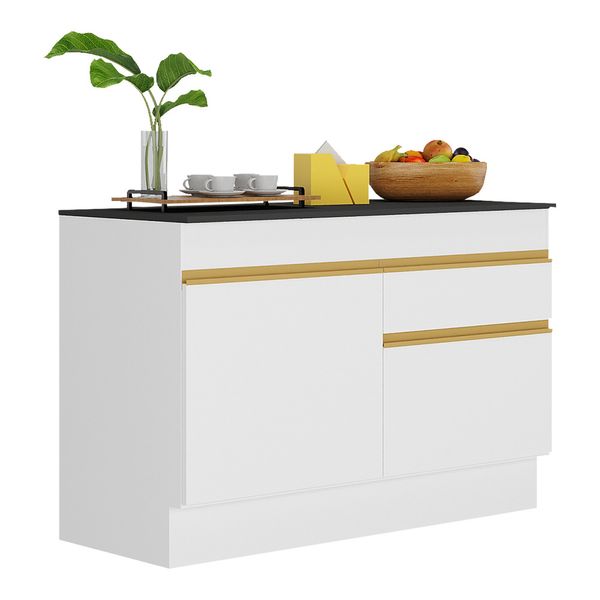 Balcão Cozinha com Rodapé Gabinete Pia 120 cm 2 Portas 1 Gaveta Veneza Multimóveis MP2117 Branco