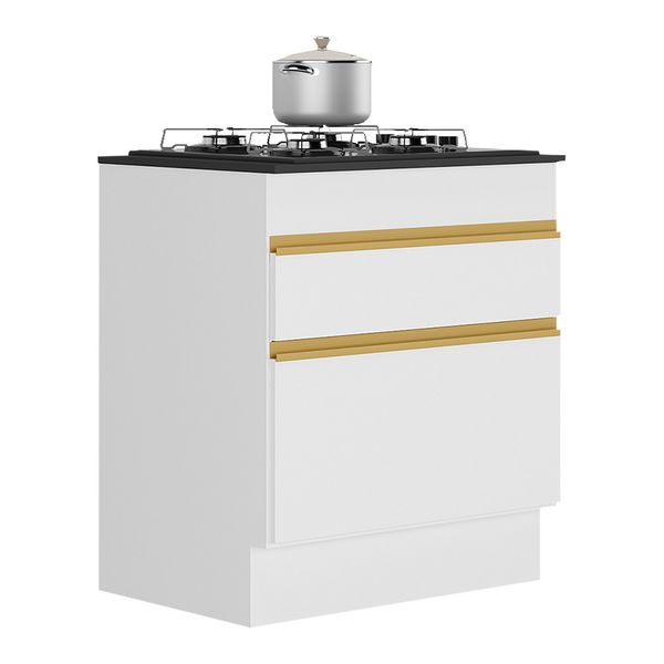 Balcão Cozinha com Rodapé para Cooktop 70 cm 1 Porta 1 Gaveta Veneza Multimóveis MP2118 Branco