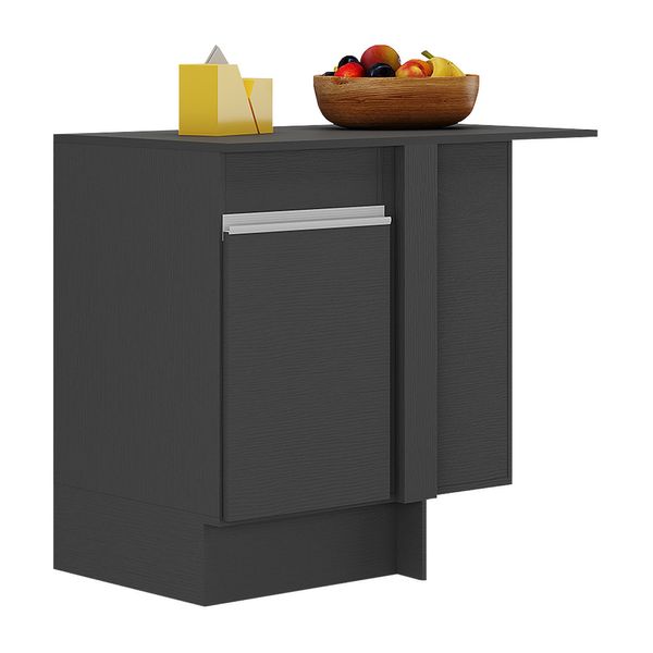 Balcão Cozinha com Rodapé de Canto 1 Porta Veneza Multimóveis MP2120.898 Preto/Branco