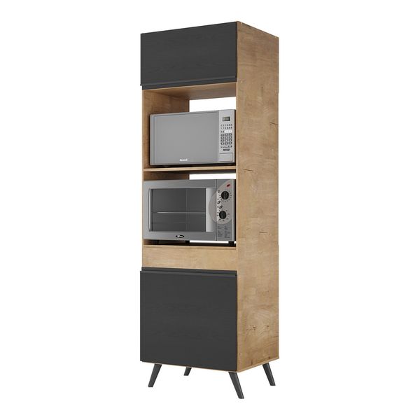 Paneleiro para Forno e Micro 2 Portas 62cm Lisboa Multimóveis MP2126 Rustic/Preto