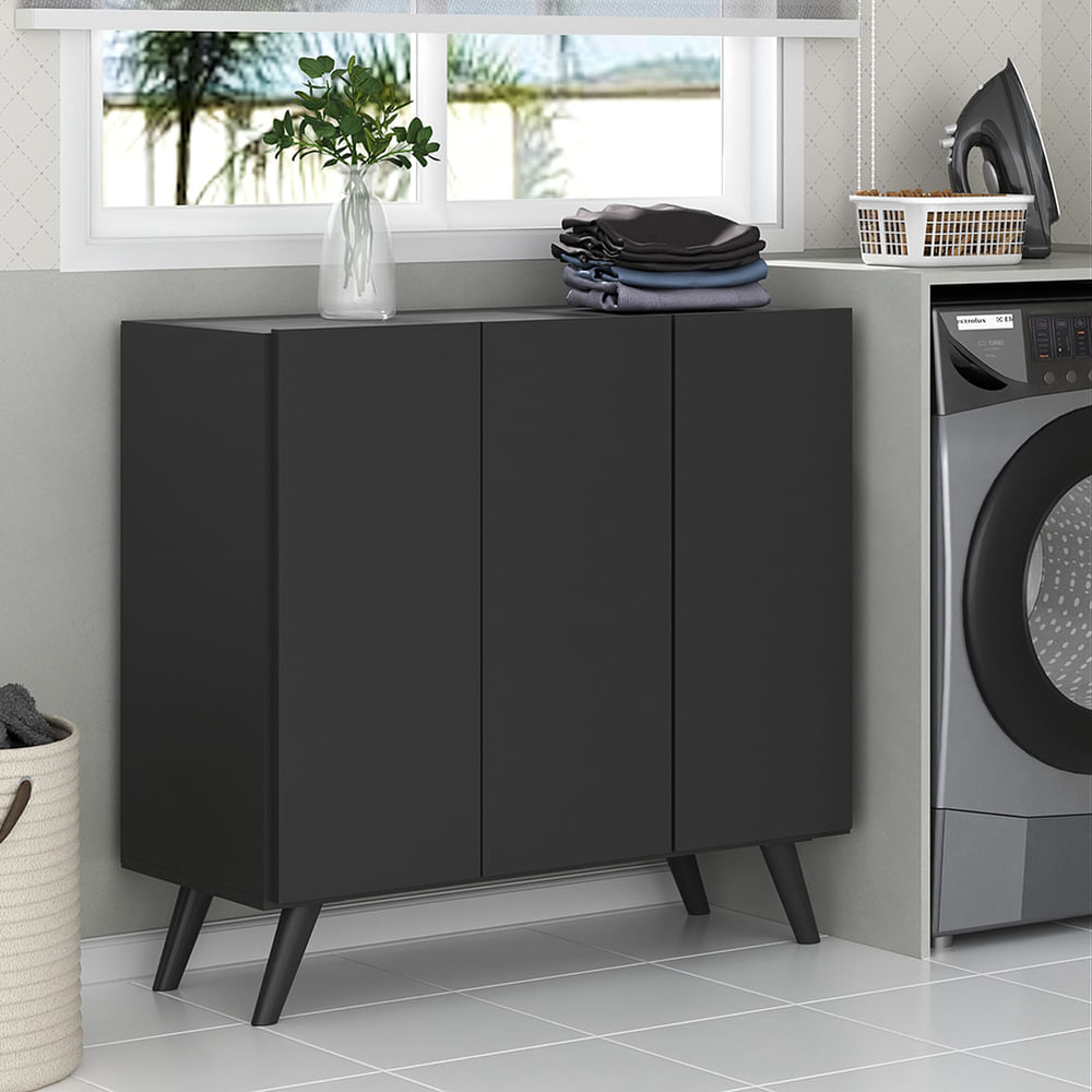 Armário Lavanderia Retrô com 3 Portas 90 cm Multimóveis MP5033