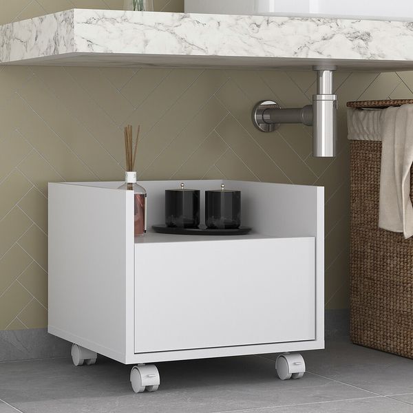 Gabinete Armário Banheiro 40 cm com Rodízios Multimóveis MP5035 Branco