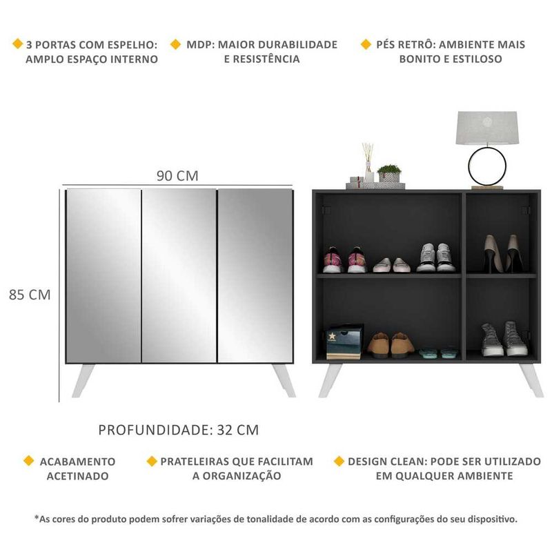 sapateira-retro-com-espelho-3-portas-nina-multimoveis-mp6022-preta-branca
