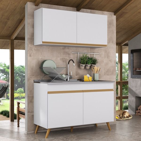 Armário de Cozinha Compacta 2 peças Veneza Multimóveis MP2141.156 Branco