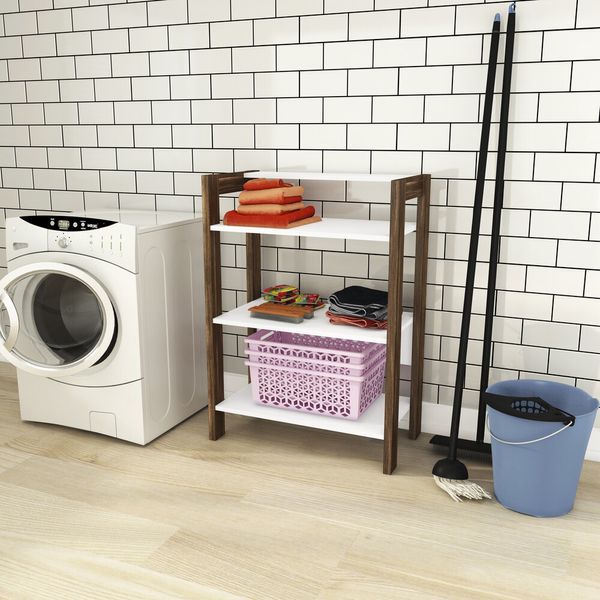Estante Nicho Lavanderia Multiuso Multimóveis CR30006 Branco/Nogal