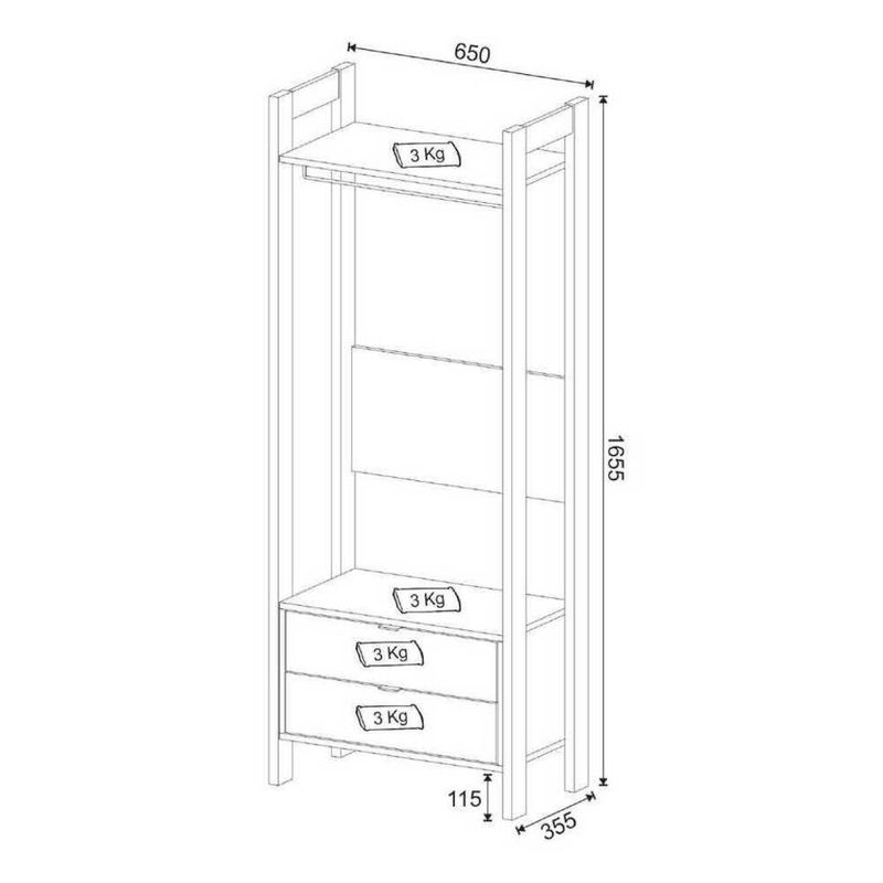 armario-closet-com-2-gavetas-multimoveis-cr35001-preto-nogal