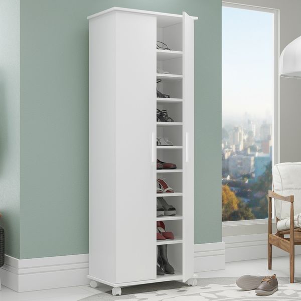 Sapateira com Rodízios 2 Portas Multimóveis CR35050 Branca
