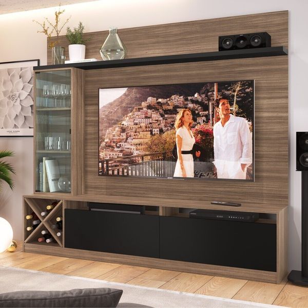 Rack com Painel TV 60" Multimóveis CR25135 Montana/Preto