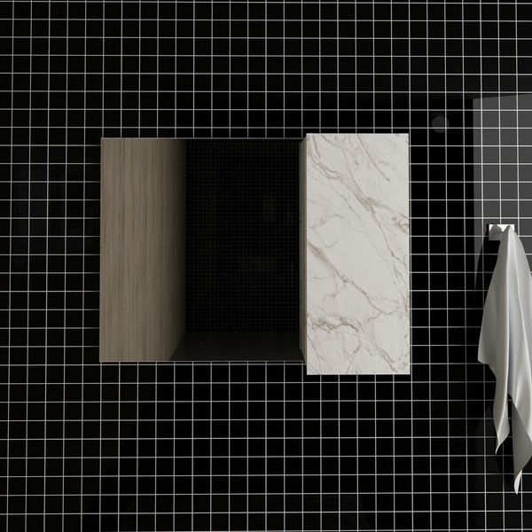 Espelheira para Banheiro 1 Porta 80cm Multimóveis CR10082 Mármore Branco