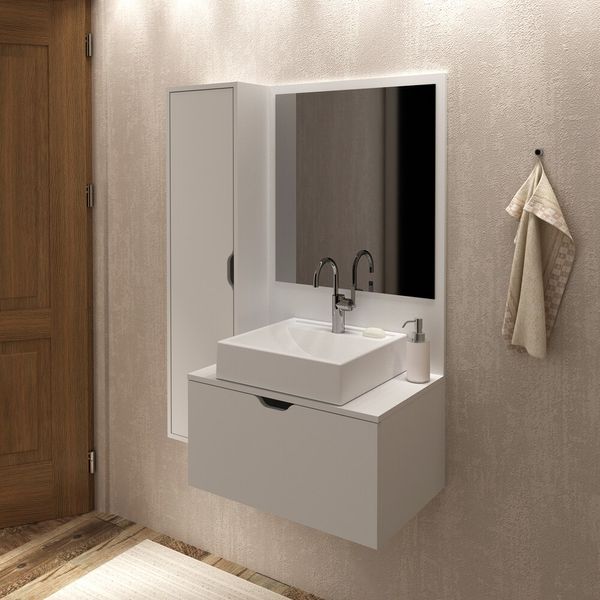 Gabinete Banheiro com Espelheira 2 Portas Suspenso Multimóveis CR10084 Branco