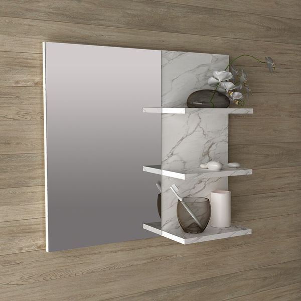 Espelheira para Banheiro 60cm Multimóveis CR10088 Mármore Branco