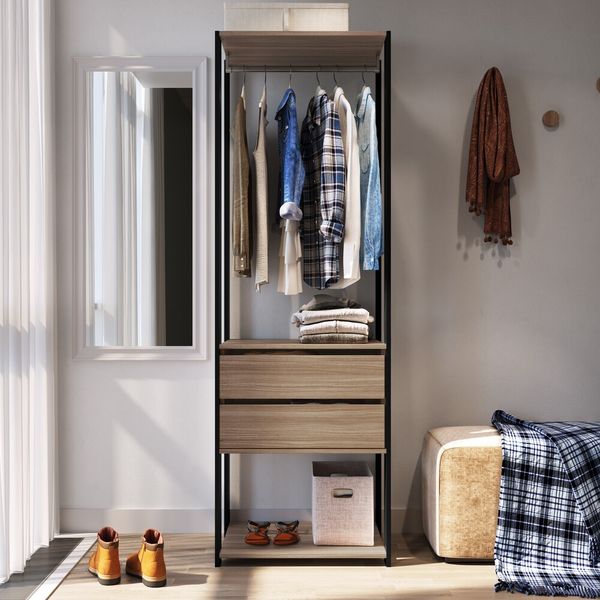 Armário Closet 60cm com 2 Gavetas Multimóveis CR35069 Montana/Preto