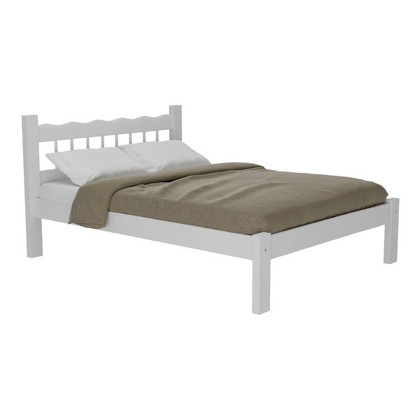 Cama Casal Madeira Maciça para Colchão 128/138X188cm Capri Multimóveis CR4140 Branca