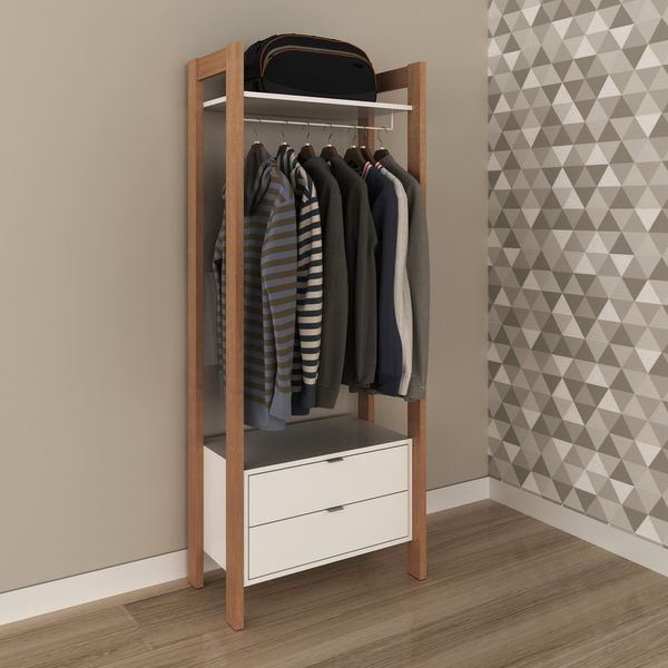 Armário Closet com 2 Gavetas Multimóveis CR35001 Branco/Amêndoa