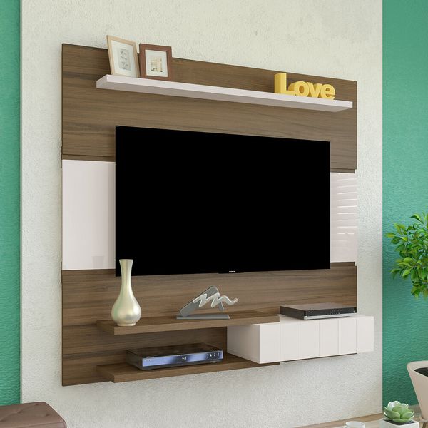 Painel com Suporte TV 55" Multimóveis CR45161 Amêndoa/Off White