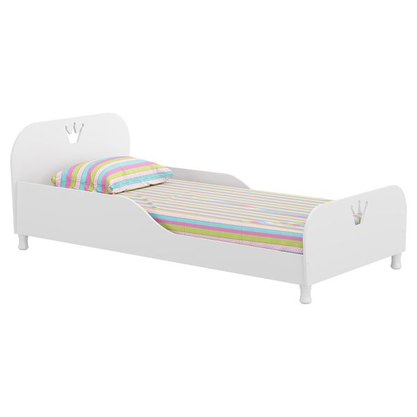 Cama Solteiro com Colchão Incluso 88 x 188 cm 100% MDF Realeza Multimóveis Branco