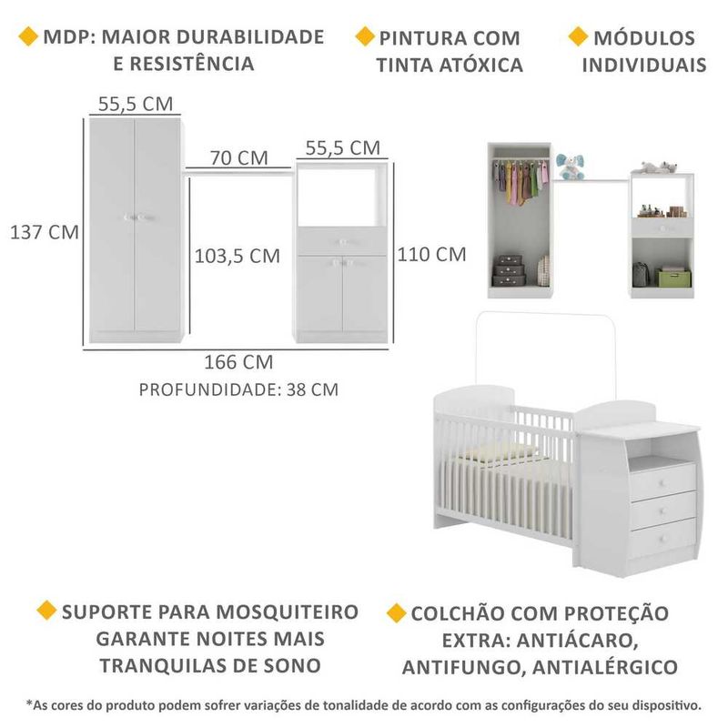 quarto-infantil-com-berco-comoda-e-colchao-incluso-laura-multimoveis-branco