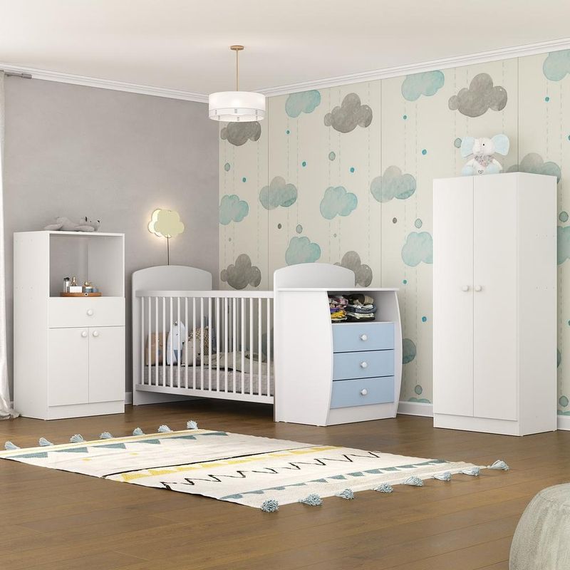 quarto-infantil-com-berco-comoda-e-colchao-incluso-laura-multimoveis-branco-azul