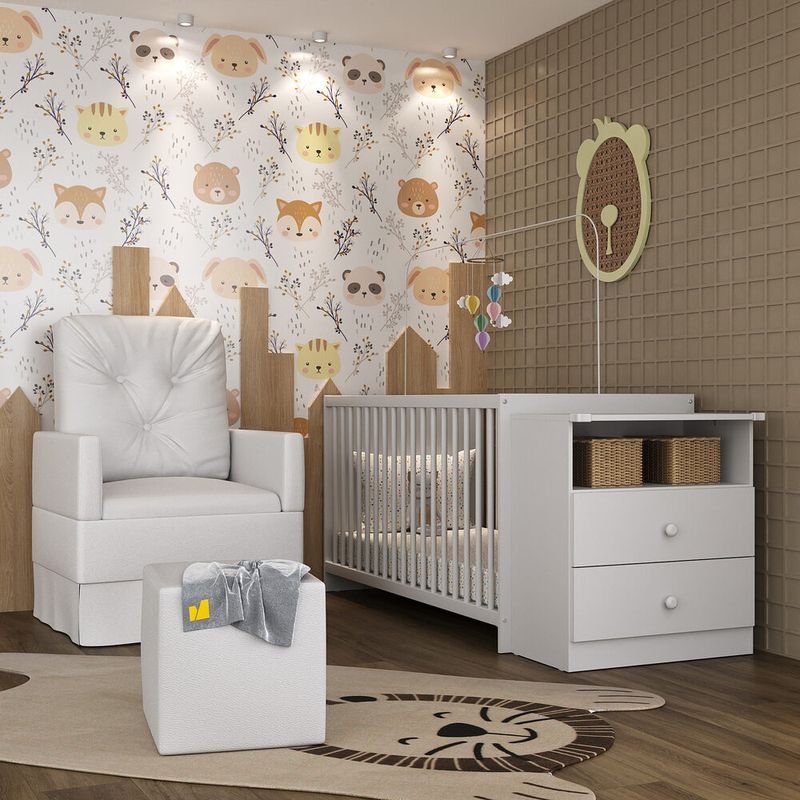 Berço Cômoda para Colchão 60 x 130 cm Meu Bebê Multimóveis Branco