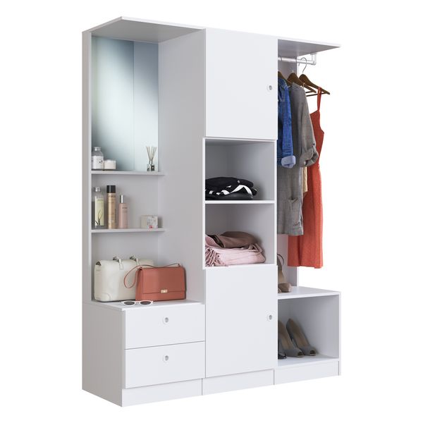 Guarda-Roupas Solteiro 2 Portas 2 Gavetas Multimóveis CR35098 Branco