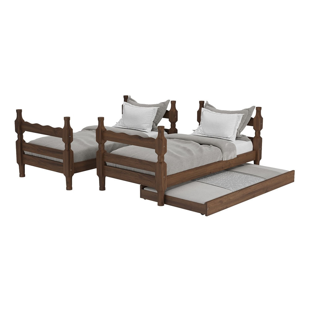 Encontraproduto.com.br - Treliche Madeira Maciça Vira 2 Camas Com Colchões Inclusos Porto Multimóveis Cr35108 Imbuia Imbuia