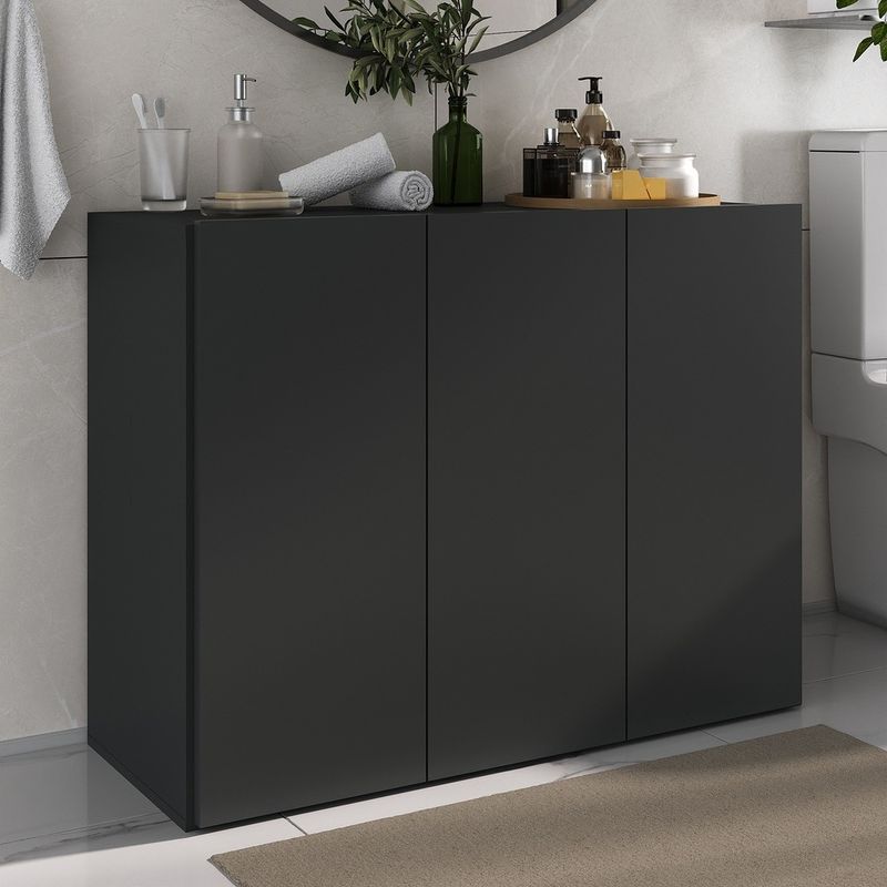 balcao-multiuso-organizador-para-banheiro-3-portas-90cm-multimoveis-mp5039-preto