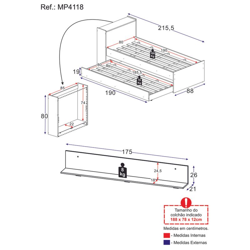 conjunto-quarto-bicama-com-bau-e-prateleira-175cm-multimoveis-mp4118-branco