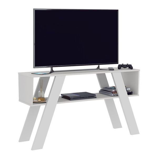 Rack TV até 55" Retrô 119cm Multimóveis CR45216 Branco