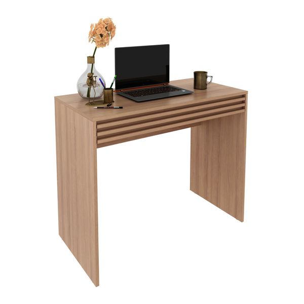Escrivaninha/Mesa Escritório 90cm com 1 Gaveta Multimóveis CR25261 Amêndoa